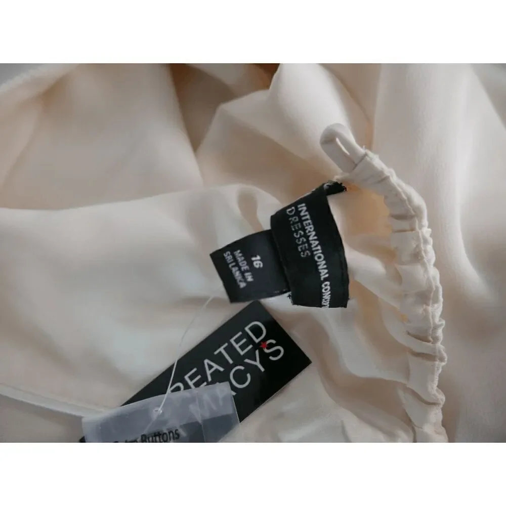 INC Women's Satin Crepe High Halter Neckline Waist Tie Midi Dress Size 16 - Picture 13 of 13